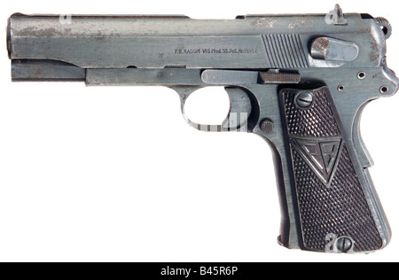 weapons/arms, firearms, pistols, pistol Radom VIS 35, caliber 9 mm Parabellum, pistol P 35 (p) of German Armed Forces 1940 - 1944, P35, P-35, 1935, weapon, firearm, 20th century, Second World War, WWII, , Stock Photo
