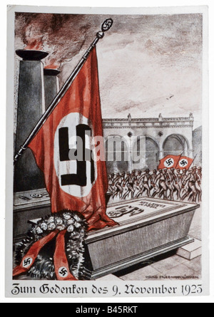 Nazism/National Socialism, propaganda, remeberance to the Beer Hall Putsch 9.11.1923, drawing by Hand Friedmann, Munich 1930s, 30s, Nazi Germany, Third Reich, , Stock Photo