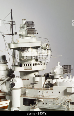 transport/transportation, navigation, warships, Germany, battleship 'Tirpitz', commissined 25.2.1941, capsized 12.11.1944, miniature, 1:100, 20th century, detail: bridge naval warfare, Second World War, WWII, warship, Third Reich, , Stock Photo