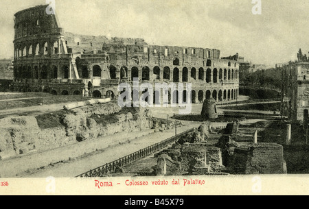 geography/travel, Italy, Rome, Colosseum, exterior view, picture postcard, late 19th century, Flavian Amphitheatre, coliseum, ruin, historic, historical, Europe,  architecture, building, ancient world,
