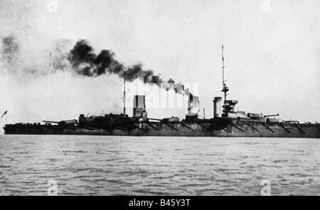 The battlecruiser HMS Queen Mary, sunk in the Battle of Jutland Stock ...