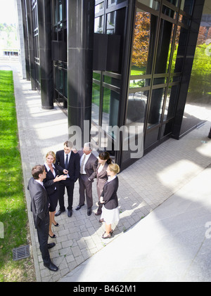 Germany, Baden-Württemberg, Stuttgart, Businesspeople talking, elevated view Stock Photo
