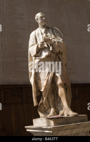 Statue of Sir Isaac Newton at Trinity College Cambridge UK Stock Photo