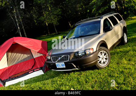 Camping tent and car Stock Photo