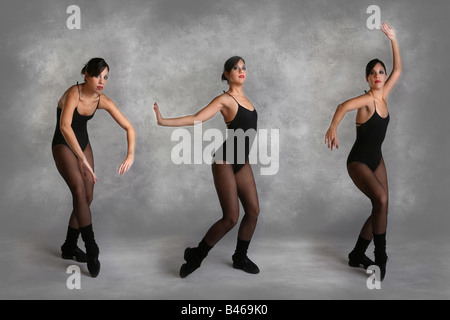 Beautiful Modern Dancer in Various Poses on Mottled Studio Background Stock Photo