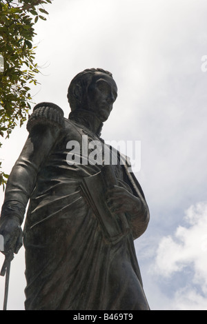 Simon Bolivar Statue at December 8th Square. Penonome, Province of Cocle, Republic of Panama, Central America Stock Photo