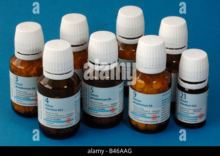 Biochemic cell salts, bottles with various salts, studio picture Stock ...