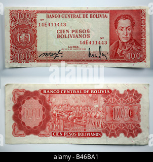 Old Bank notes from Bolivia Stock Photo