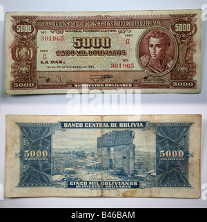 Old Bank notes from Bolivia Stock Photo