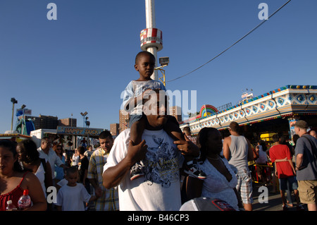 Visitors to Astroland in Coney Island in the Brooklyn borough of New York Stock Photo