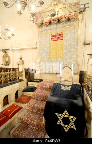 The interior of the Old New (staronova) synagogue in the Jewish quarter (Josefov) of Prague, Czech republic. Stock Photo