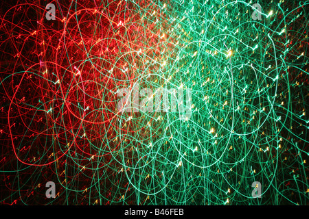 green and red abstract light patterns