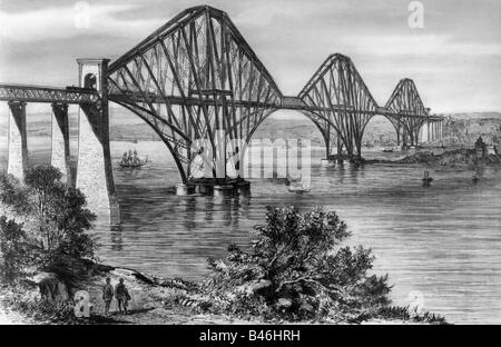 Forth railway bridge steel 1890 Black and White Stock Photos