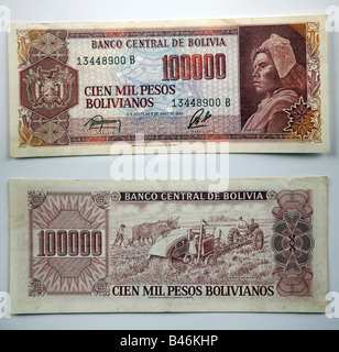 Old Bank notes from Bolivia Stock Photo