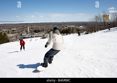Boy Snowboarding, Blue Mountain, Collingwood, Ontario, Canada Stock Photo
