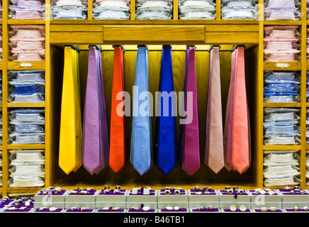 Ties, shirts and cufflinks on retail display, shop, UK Stock Photo