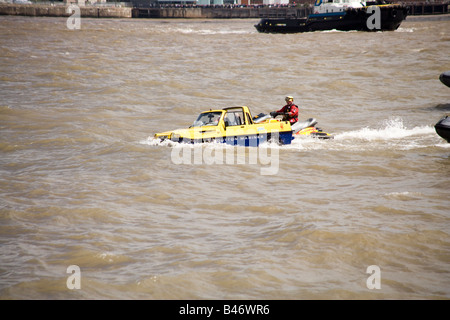 Dutton Mariner amphibian car on the Mersey river, Liverpool at the start of the Tall Ships Race Parade Stock Photo