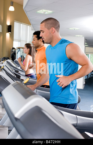 People on treadmills Stock Photo