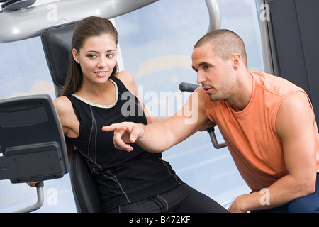 Woman and fitness instructor Stock Photo