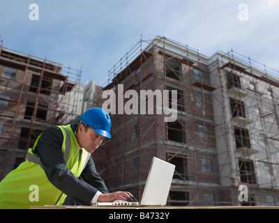 Engineer with laptop Stock Photo