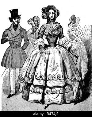 fashion, 19th century, ladies and mens fashion, Germany, 1832, Stock Photo