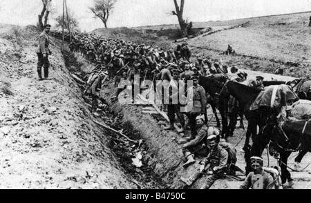 events, First World War / WWI, Eastern Front, German infantry at the Dukla Pass, postcard, Germany, stamped October 1915, Stock Photo