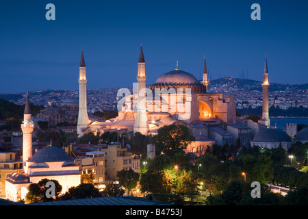Turkey Istanbul Elevated view of the Hagia Sophia Mosque Stock Photo