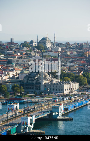 Galata bridge and and hagia sophia Stock Photo