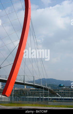 Lingotto building with Renzo Piano's bubble and the red olympic arch. Turin, Italy. Stock Photo