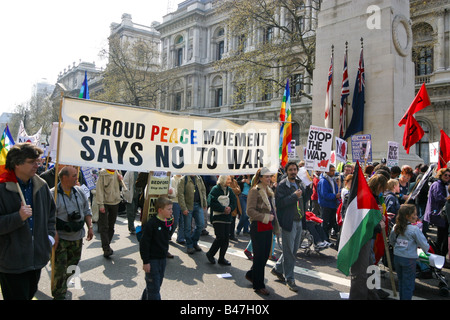 A demonstration against the Iraq war held on 12/04/2003 opposite the Cenotaph in Whitehall, London Stock Photo