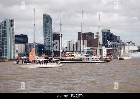 The Uruguayan sailing ship the Capitan Miranda at the Tall Ships race parade in Liverpool July 2008 Stock Photo