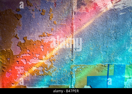 ancient wall background with sunlight beams through stained glass Stock Photo