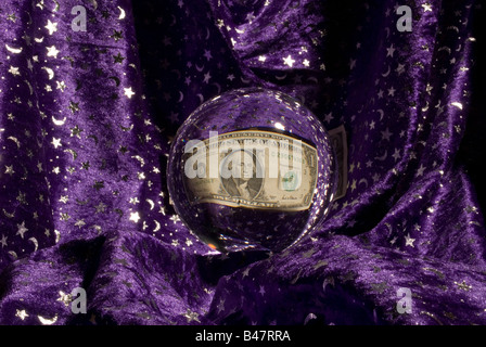 US dollar in crystal ball Stock Photo