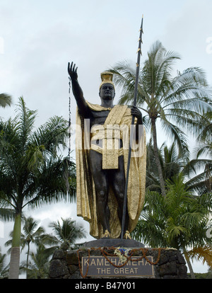 Hilo, Hawaii - A statue of Kamehameha the Great in Wailoa River State ...