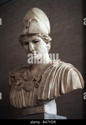 Athena, Pallas Athena, Greek goddess of war, daughter of Zeus, sculpture by Kresilas, circa 430 / 420 BC, Glyptothek Munich, Stock Photo