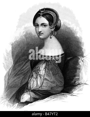 Diane de Poitiers, 3.9.1499 - 22.4.1566, mistress of King Henry II of France, half length, historical image, steel engraving, by C. Mayer, 19th century, Artist's Copyright has not to be cleared Stock Photo