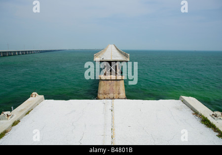 Old causeway of Overseas Highway old Bahia Honda Bridge, Spanish Harbor Key, Florida Stock Photo