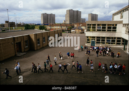 Holyrood Secondary School, Glasgow. Children file into class after lunch break. Stock Photo