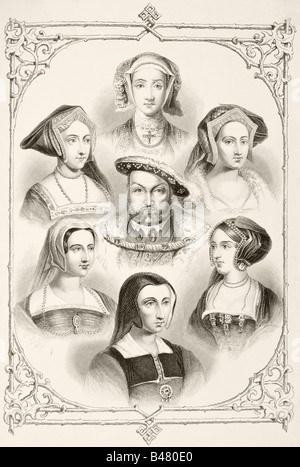 King Henry VIII of England and his six wives Stock Photo