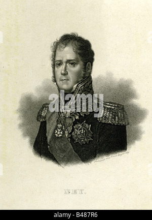 Ney, Michel, 10.1.1769 - 7.12.1815, French General, portrait, engraving, 19th century, Marshal of France, Duke of Elchingen, Prince of the Moskwa, Pair, military, uniform, Napoleonic Wars, , Artist's Copyright has not to be cleared Stock Photo