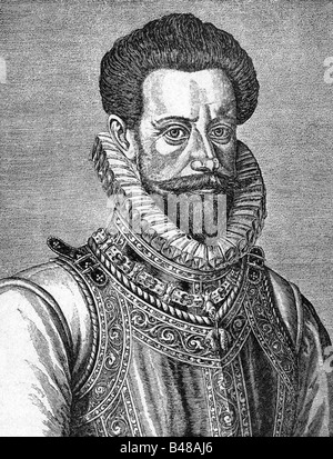 Farnese, Alexander, 27.8.1545 - 3.12.1592, Duke of Parma and Piacenza 18.9.1586 - 3.12.1592, portrait, copper engraving by Crispin de Passe, 16th century, , Artist's Copyright has not to be cleared Stock Photo