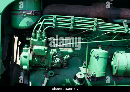 Diesel fuel injection pump on farm tractor engine Stock Photo