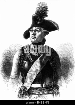 Seydlitz, Friedrich Wilhelm von, 3.2.1721 - 8.11.1773, Prussian general,  wood engraving, 19th century, , Stock Photo