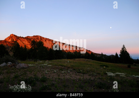 Sunset at the Garfield's Peak. The Crater Lake National Park, Oregon, USA. Stock Photo