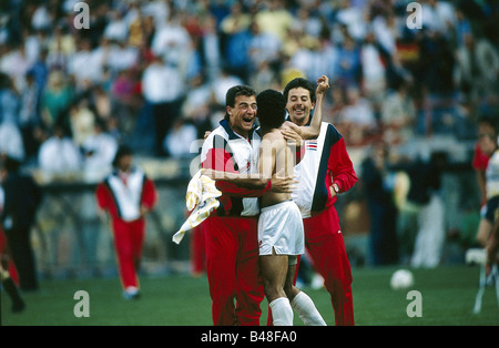 Sport / Sports, soccer, football, World Cup 1990, final round, group match, Costa Rica against Scotland, (1:0) in Genoa, Italy, 11.6.1990, team of Costa Rica, match, historic, historical, 20th century, people, 1990s, Stock Photo