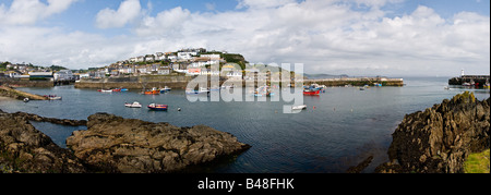 Mevagissey - A panoramic view of Mevagissey Harbour in Cornwall. Stock Photo