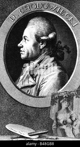 Chodowiecki, Daniel, 16.10.1726 - 7.2.1801, German painter and engraver, self portrait, etching, 18th century, , Stock Photo
