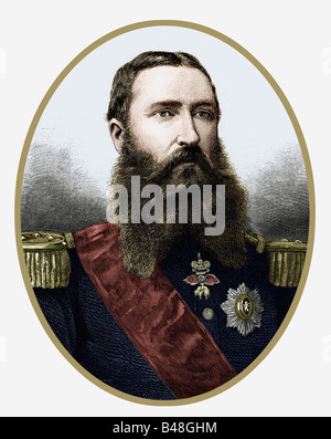Leopold II, 9.4.1835 - 17.12.1909, King of Belgium 17.12.1865 - 17.12.1909, portrait, wood engraving, late 19th century, later coloured, , Stock Photo