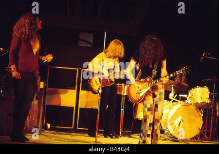 Led Zeppelin, British rock band, 1968 - 1980, Jimmy Page, Robert Plant, Paul John Jones and John Bonham, performance, Olympiahalle, Munich, Germany, 1970s, Stock Photo