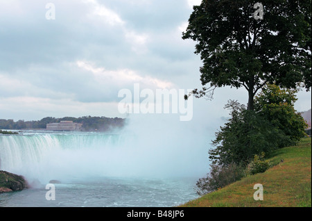 Clouds over Horseshoe Falls above Niagara River Stock Photo